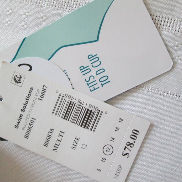 Swim Solutions Women's Blushing Pleated Tankini Top NWT Sz 12 - Picture 7 of 10